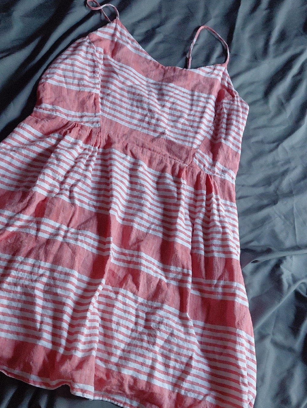 Old Navy Pink and White Striped Lined Summer Dress W Zip Up Side